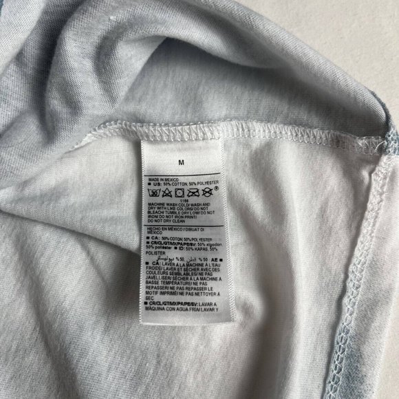 David Bowie Cropped Top Women's Size M Blue/White Marble Cotton Blend Crew Neck - Picture 7 of 7